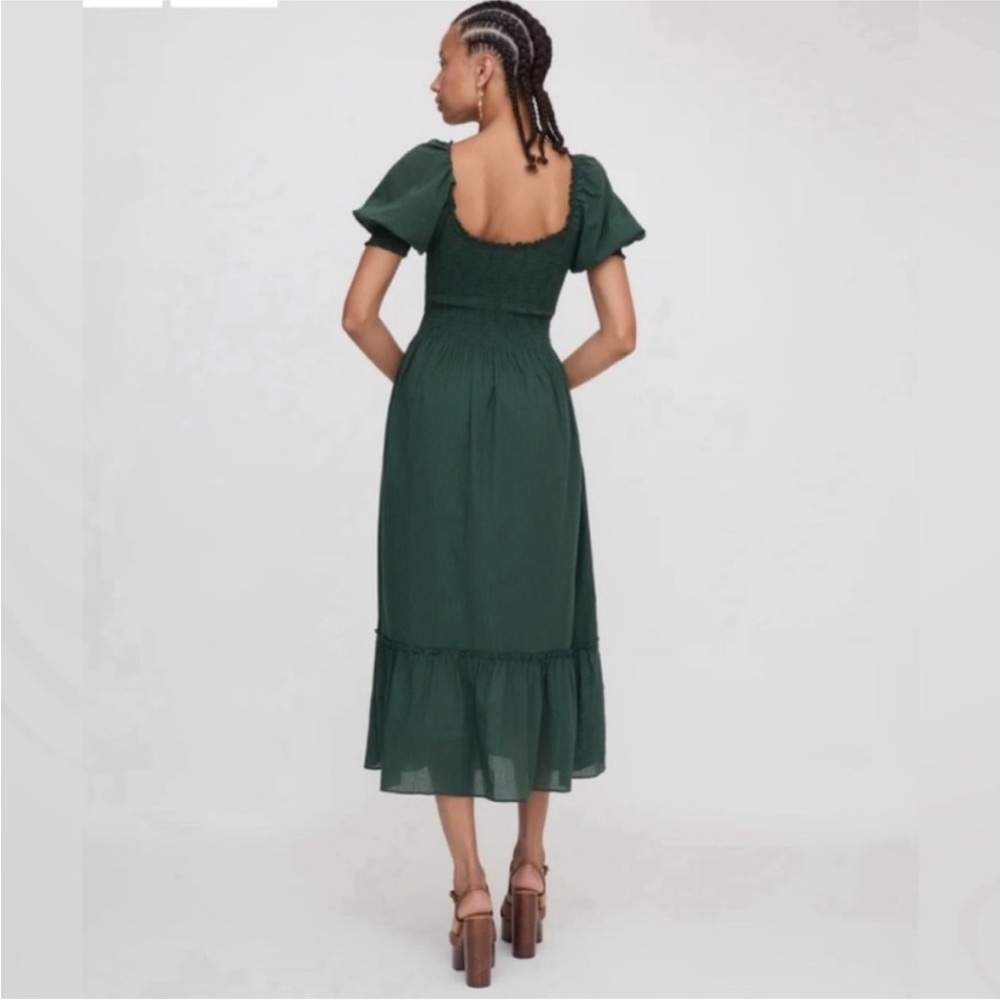 Hill House Louisa Nap Dress Green Smocked Puff Sleeve Midi Cottagecore Size XL - Picture 2 of 13